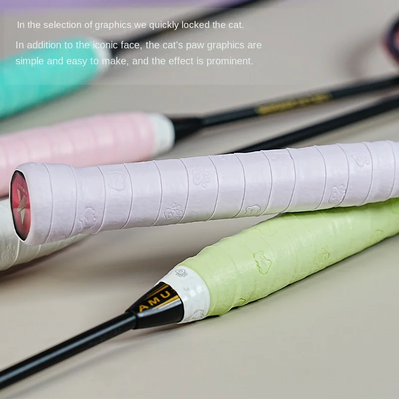 

Cat Claw Hand Glue Badminton Sweat Absorbent Band Flat Thin Non-Slip Cat Head Rubber Tennis Racquet Handle Wrap Strap