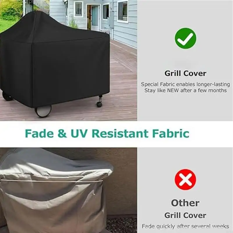 Outdoor Barbecue Cover in High-Density Oxford Cloth with a Contoured Cart Profile and Hook-and-Loop Fasteners for Patio KXRE