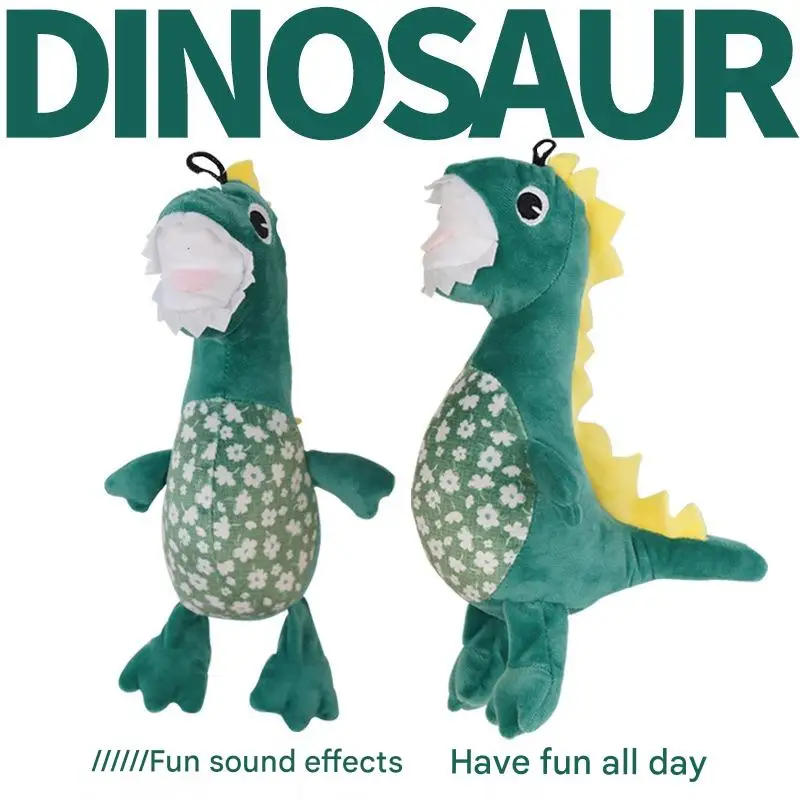 

Cute Dinosaur Squeaky Dog Chew Toy for All Breeds, Bite-Resistant Plush Interactive Pet Toy for Boredom Relief and Companionship