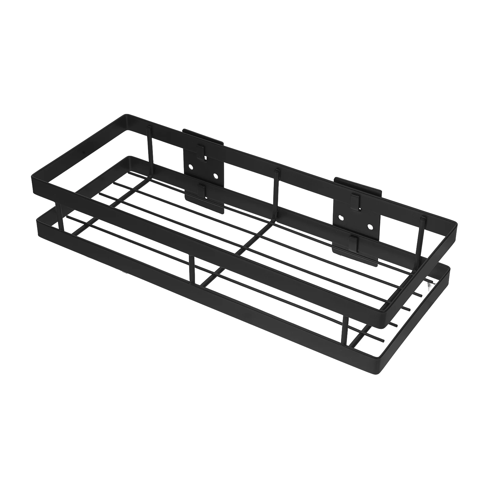 

Wall Mounted Spice Rack ganizer Kitchen Sink Shelf Bathroom Storage Iron No Drill Space Saving Black Shower Shelving Sponge