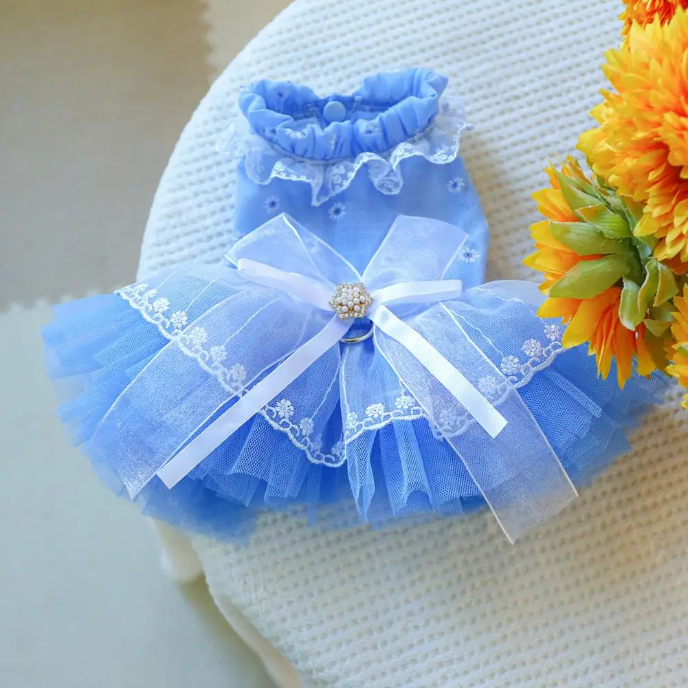 Non-restraining Pet Dress Charming Bow Decorated Pet Dress Comfortable Princess Dress for Dogs Cats with for Small for Outings