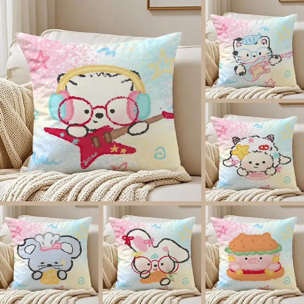 حيوانات زودياك مع القيثارات كيس وسادة مكافحة الغبار المخدة غير مرئية سستة حريري قصير أفخم غطاء وسادة أريكة #2