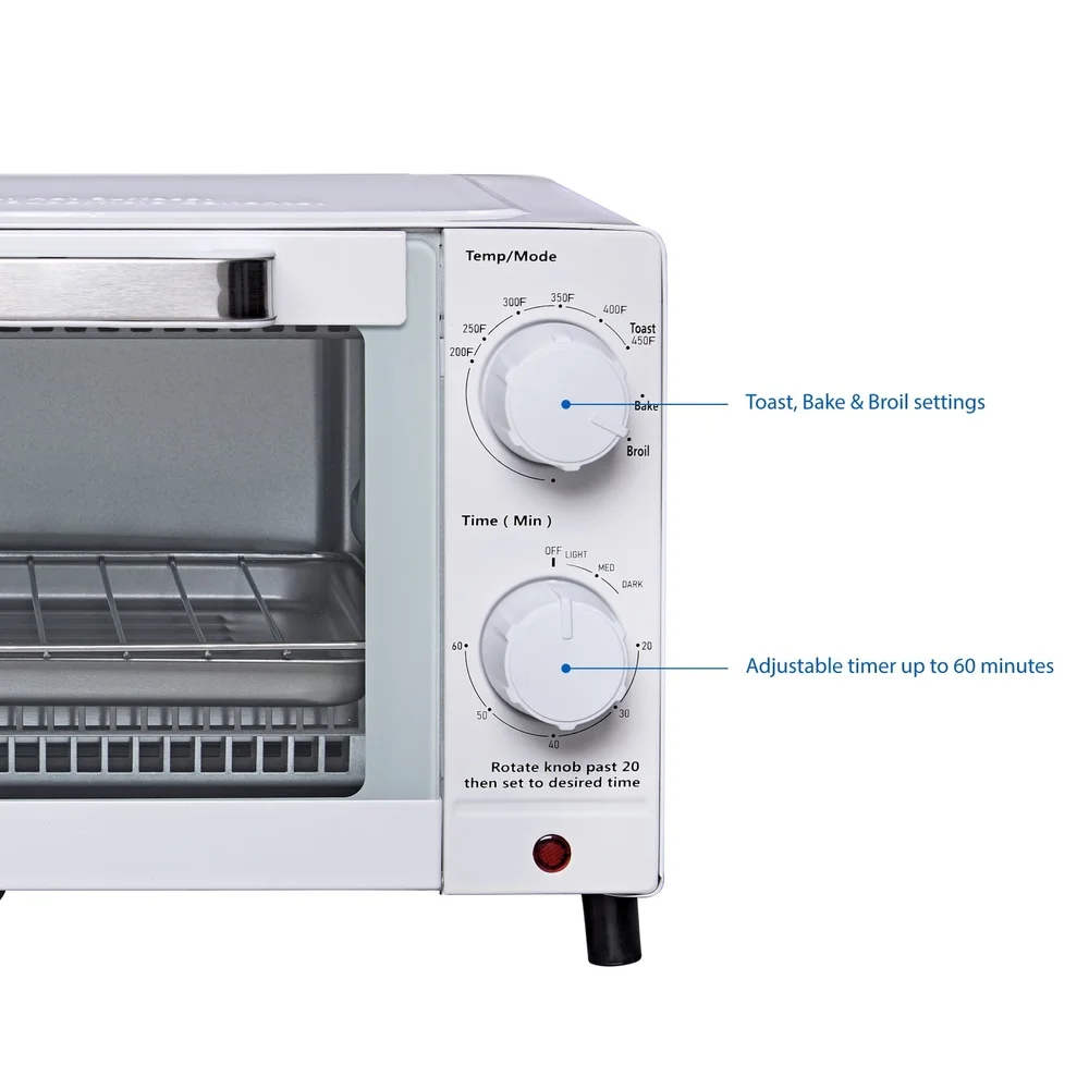 4-Scheiben-Toaster, Arbeitsplatte mit 3 Einstellungen, Backständer, Pfanne, kompaktes Design, leicht zu reinigen, 1050 W Quarzheizung, perfekter Toast