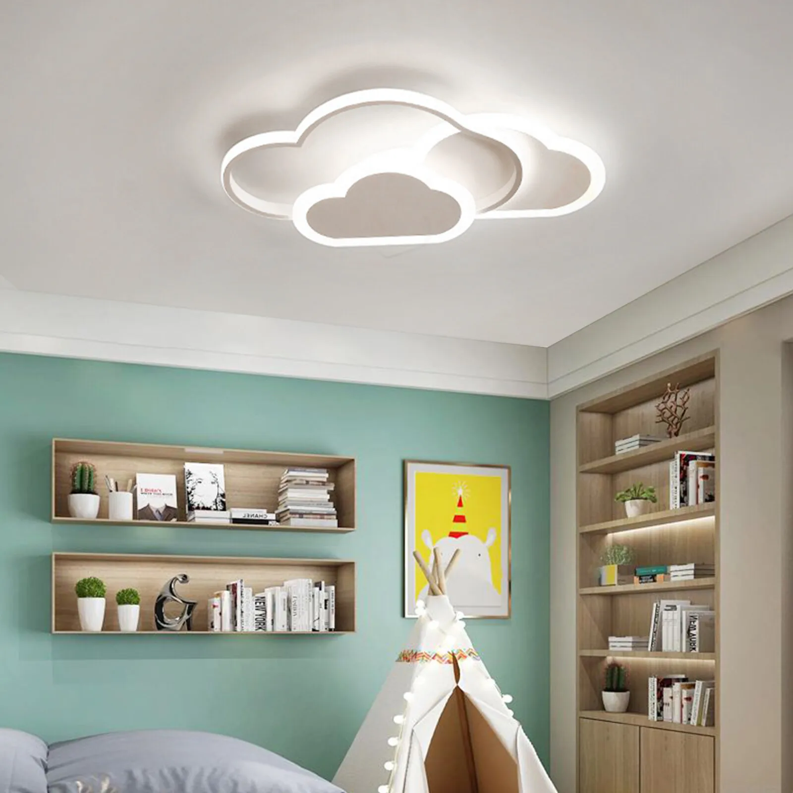 Acrylic LED Ceiling Light Cloud Shape Dimmable Chandelier Kids Room Lamp