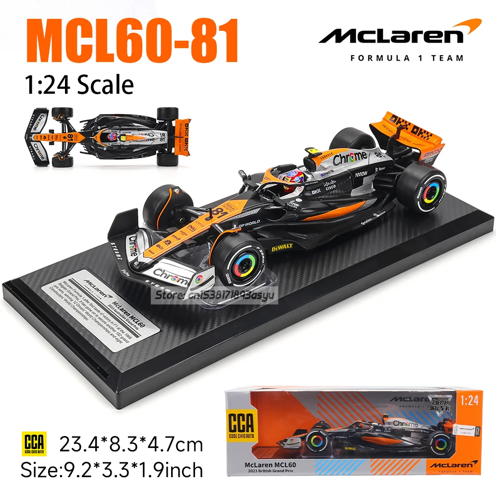 CCA MSZ 1:24 McLaren F1 Team Diamond style 2023 MCL60 4# Lando Norris 81# Oscar Piastri alloy car model toy series collection