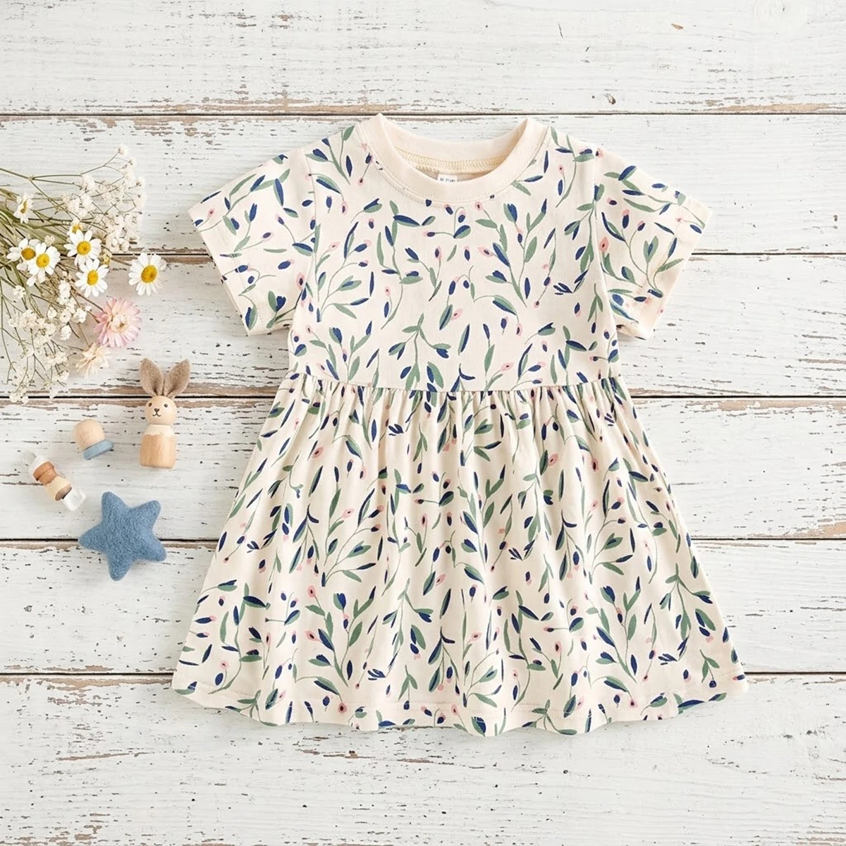 

Детское платье с цветочным принтом и короткими рукавами, летнее пляжное платье для девочек, хлопковое