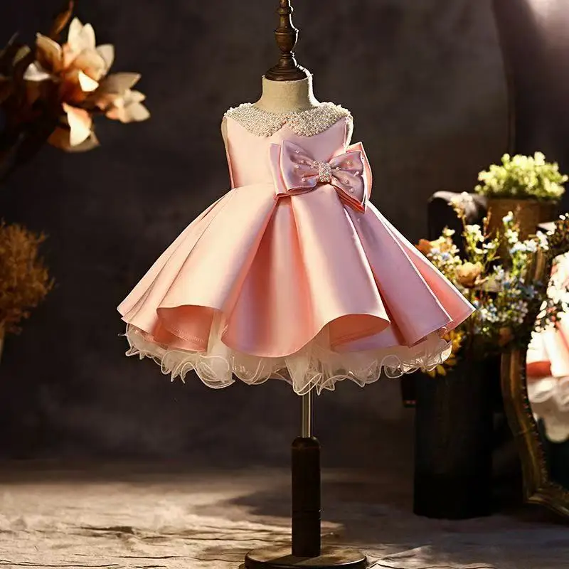 Spring Autumn Bowknot Harajuku Kawaii Girls Party Dress Sweet Patchwork Kids Princess Dress Long Sleeve Cute Vestidos 80-160CM