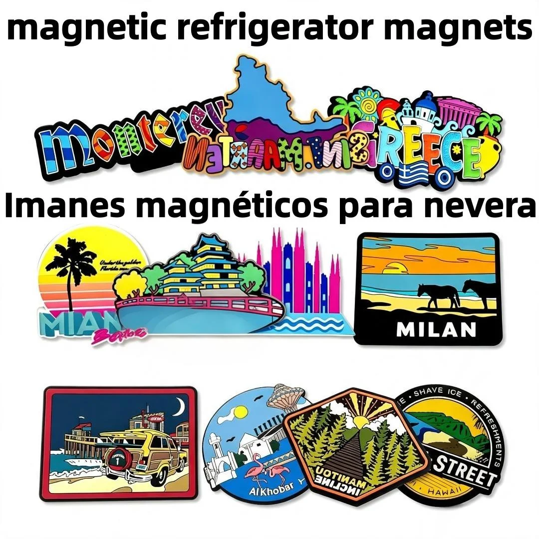 Magnetic Refrigerator Magnets Customized Rural City Theme 3D Rubber Fridge Magnets Personalized Travel Souvenir Home Decoration
