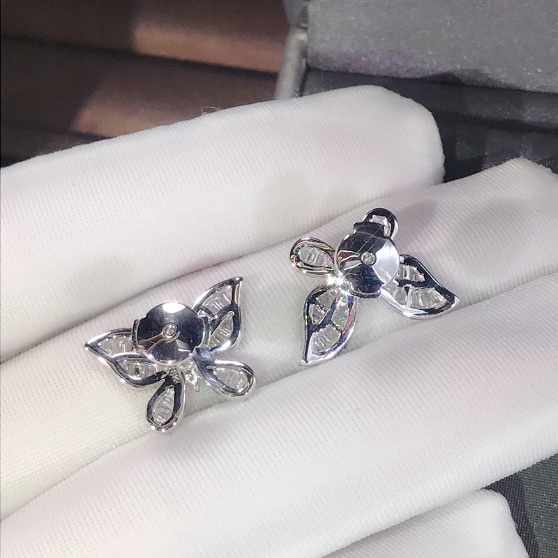 CC Stud Earrings For Women 925 Silver Needle White Cubic Zirconia Butterfly Fashion Jewelry Prevent Allergy Drop Shipping CCE706