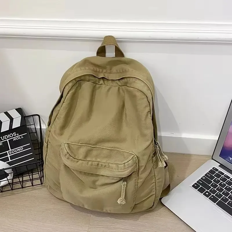

Large Capacity Nylon Zipper School Bags 2025 Hot Sale Interior Zipper Pocket Sewing Thread Softback Backpacks for Women