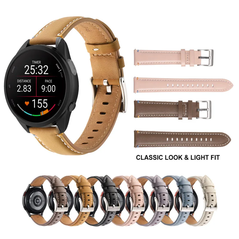 

20mm Strap Elegant Bracelet Fashion Leathe Band For Garmin Forerunner 165 645 245 Music 55 158 / Active 5 / Vivoactive 5 / 3