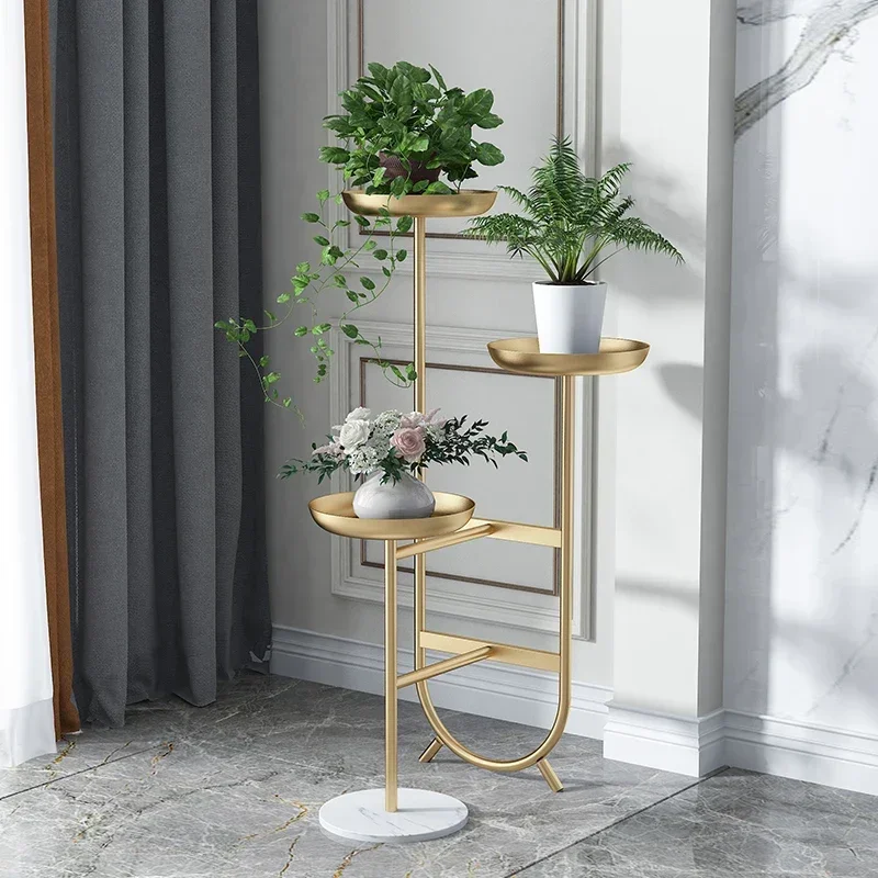 Modern Light Luxury Multi-Layer Iron Plant Stand Floor Flower Pot Rack for Balcony Living Room Decorative Bracket