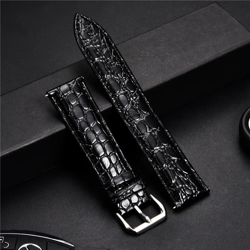 Crocodile Pattern Design Leather Watch Strap 18mm 20mm 22mm 24mm Soft Watchbands Casual Business Wristwatch Band