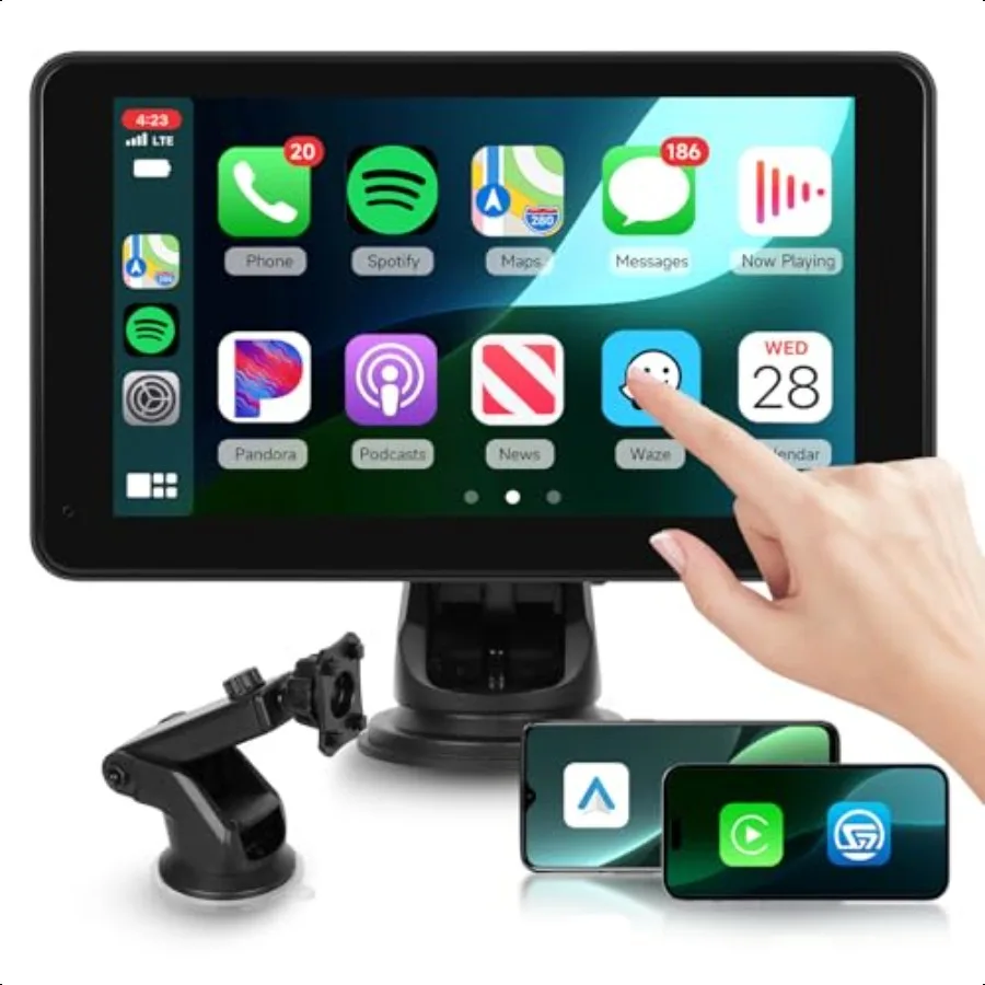 

Carplay Android Auto Screen for Car Portable Wirel Car Stereo with 7 inch IPS Touch Screen Carplay Android Auto erLink OTA Blue
