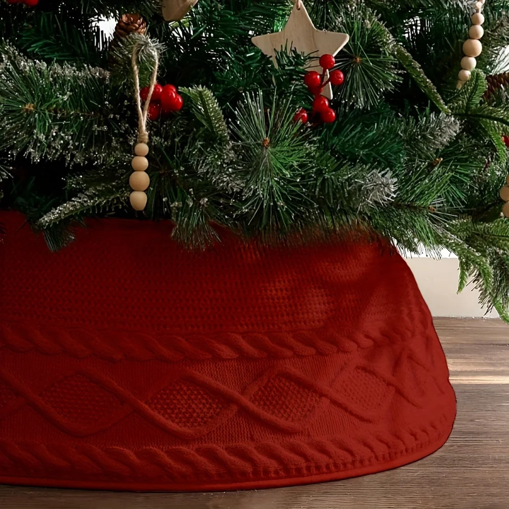 

1pc Farmhouse Christmas Tree Collar Compatible with Artificial Trees,Handmade Look,Knitted Design,Decorative Skirt,HomeDecorator
