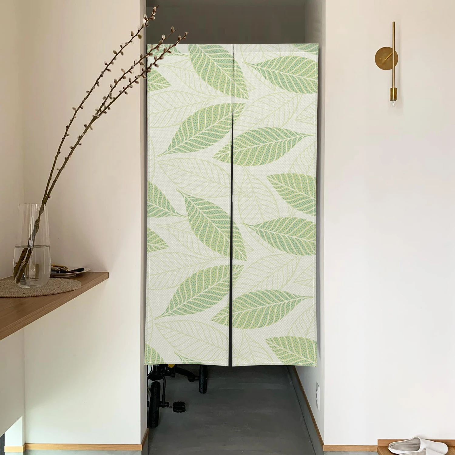 Tropical Plants Leaves Partition Noren Door Curtain Japanese Botanical Doorway Curtains for Living Room Bedroom Entrance Decor