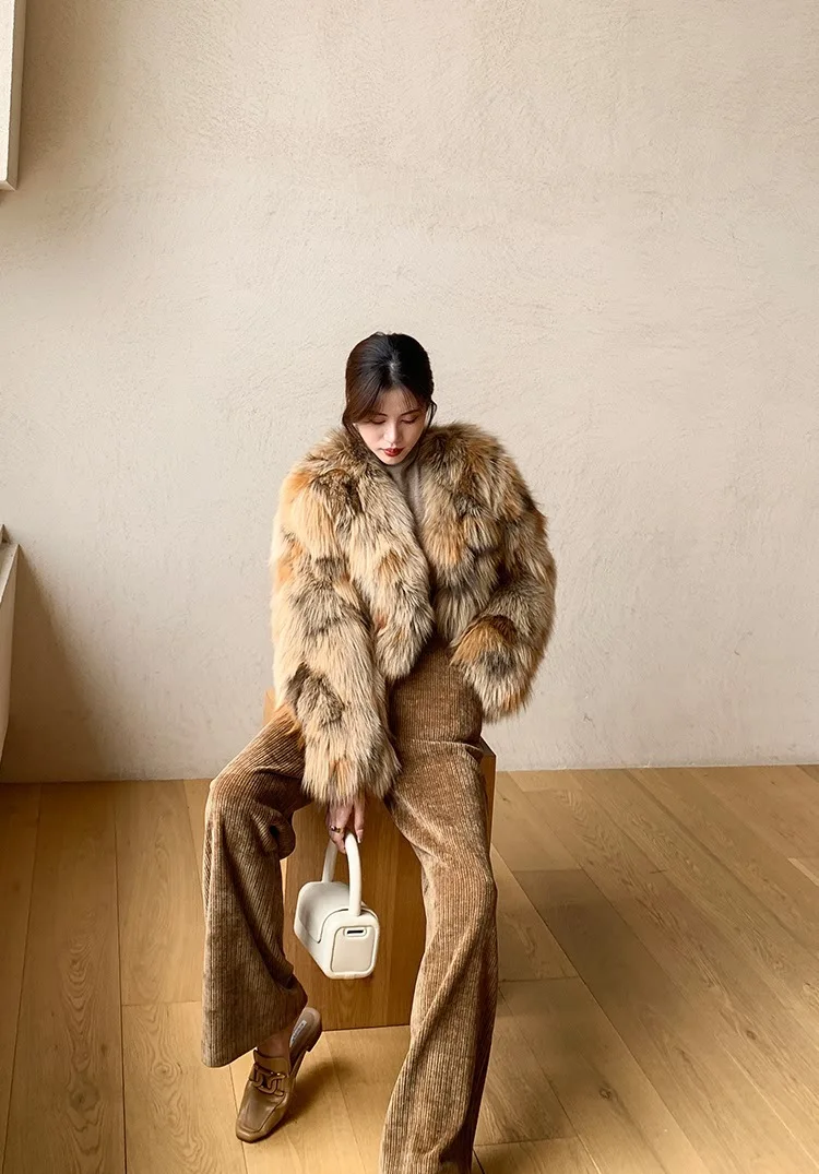UMI MAO Ayajia Iridescent Fox Real Fur Coat Women Youthful Style Winter New Large Jacket Korean Womens Clothing