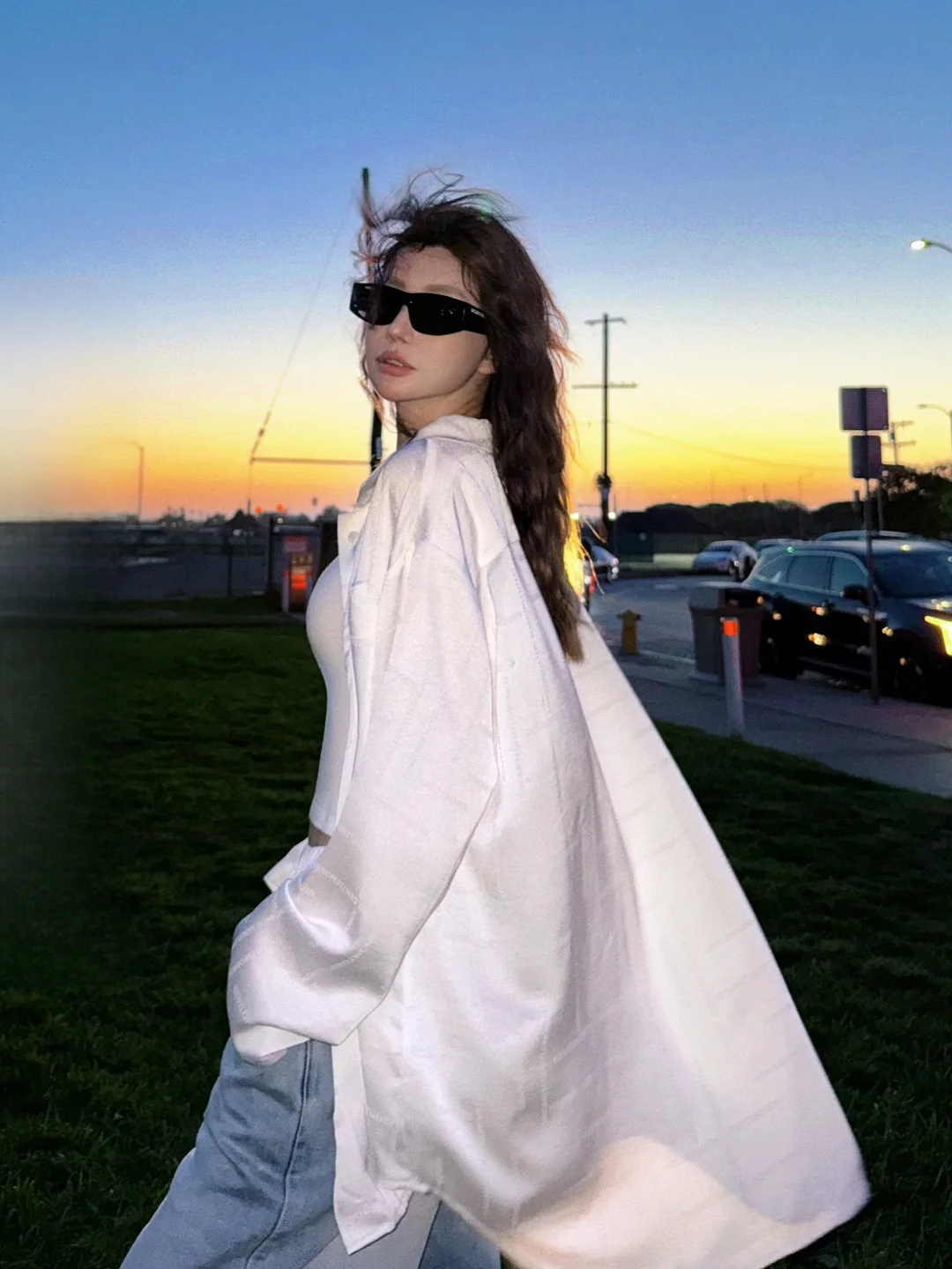 

Lightweight Loose Long Sve Collared irt Outerwear for Women Summer Lazy Sle White Sun Protection Top by Li Wan Jun