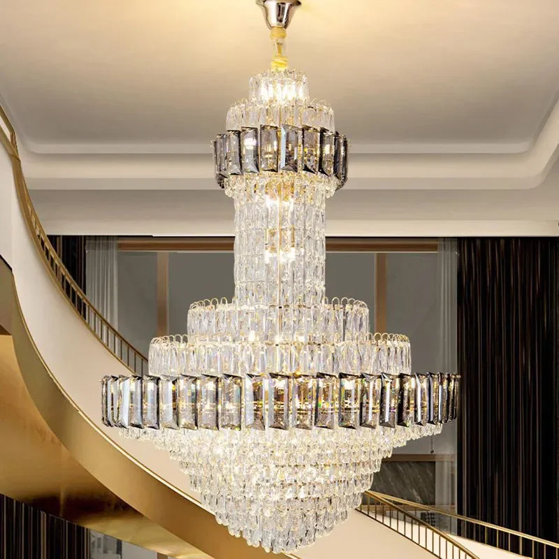 for Villa Crystal Chandelier Luxury Building Middle Floor Duplex Atmosphere Hotel Engineering Banquet Hall High End Lamps