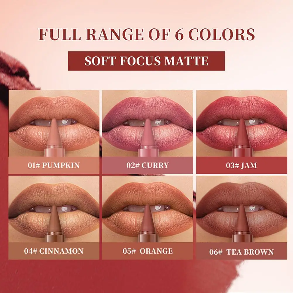 6 cores névoa veludo batom cônico gradiente lábio forro à prova dwaterproof água antiaderente contorno matiz lipliner lápis batom
