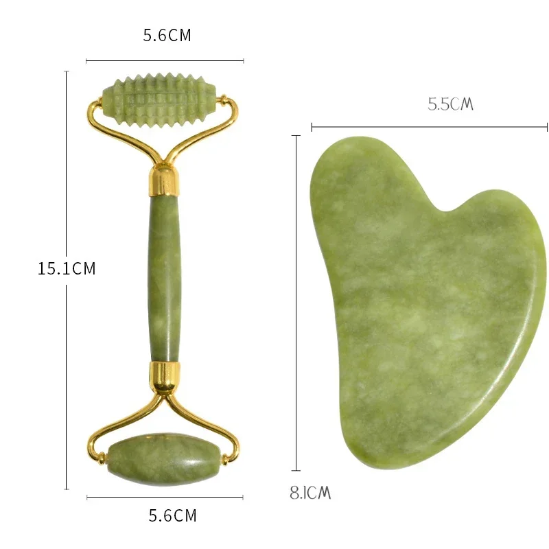 اليشم العلاج الطبيعي كشط تدليك الأسطوانة ، مدلك الوجه الطبيعي ، مجموعة كشط الوجه ، غوا شا #6