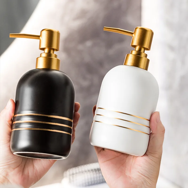 WHYOU-Cermic Liquid Soap Dispensers, Lotion Bottle, Emulsion, Latex Hand Wish Bottles, Light Luxury Bathroom Accessories Set