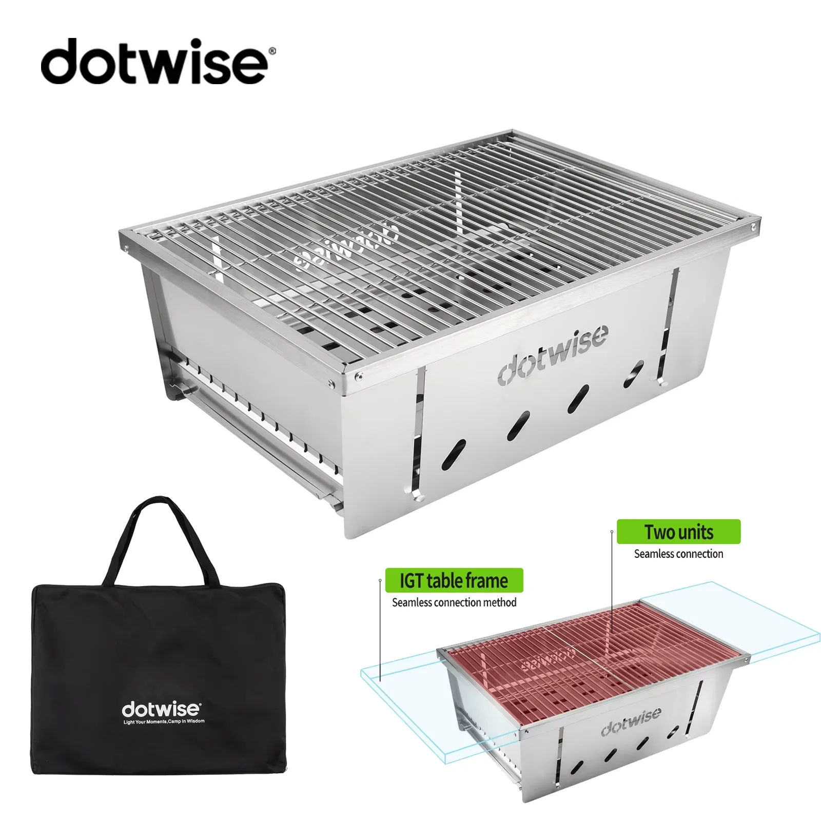 

DOTWISE 2 Unit IGT BBQ Grill Outdoor Folding Camping Picnic Tool Barbecue Stove Stainless Steel Embedded Oven Portable Stove