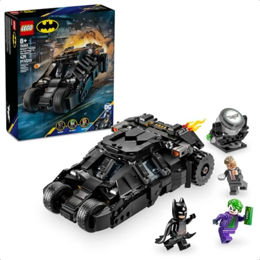 

DC Batman Tumbler vs. TwoFace The Joker Toy Building Set erhero Batmobile Toy from The Dark Knight for Boys and Girls Ages 8+ G