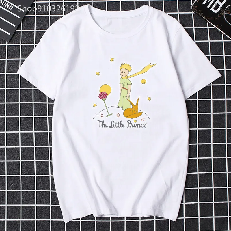 Shirts for Women T-Shirt Cute Cartoon Woman Clothes Print The Little Prince Summer Vintage Tshirt Fashion Black Tops Tees Female