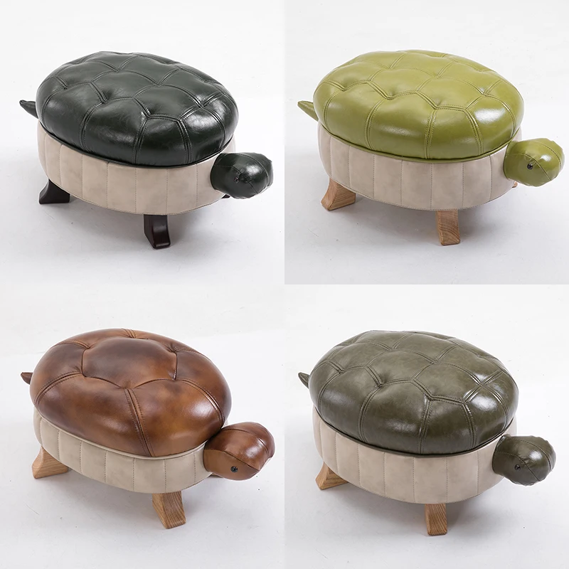 Solid wood creative turtle stool for wealth and fortune, changing shoes and stool at the entrance