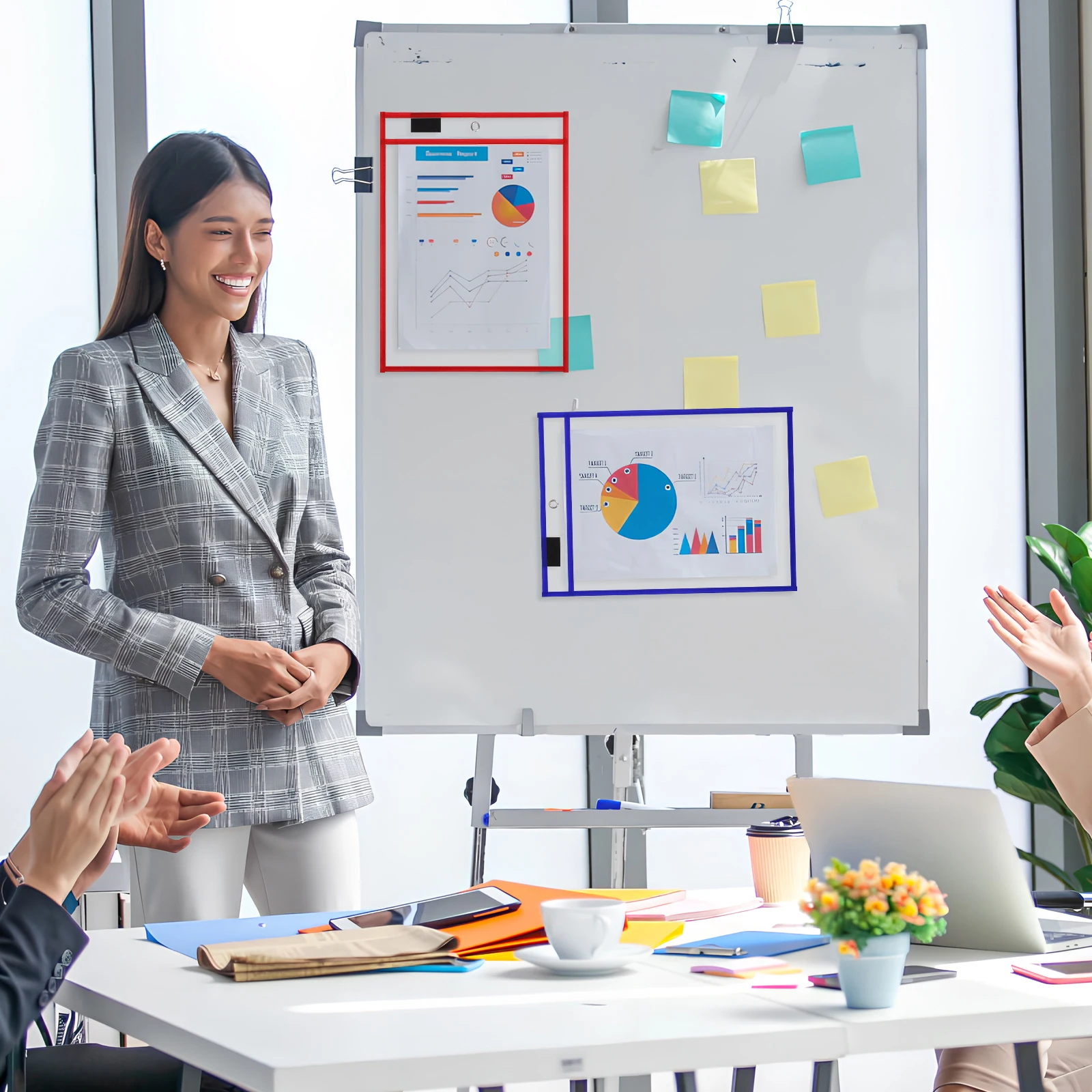 

30pcs Reusable Dry Erase Pockets Pvc Clear Stationery File Folder Inserts Wipe Clean Write Erase Sleeves Office School Supplies