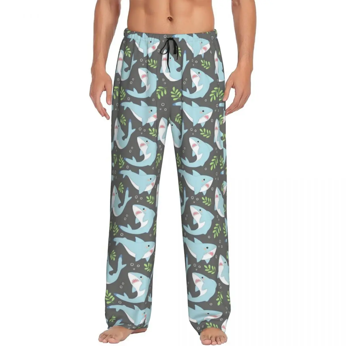 

Custom Shark Pajama Pants Sleepwear for Men Elastic Waistband Cute Animal Sleep Lounge Bottoms with Pockets