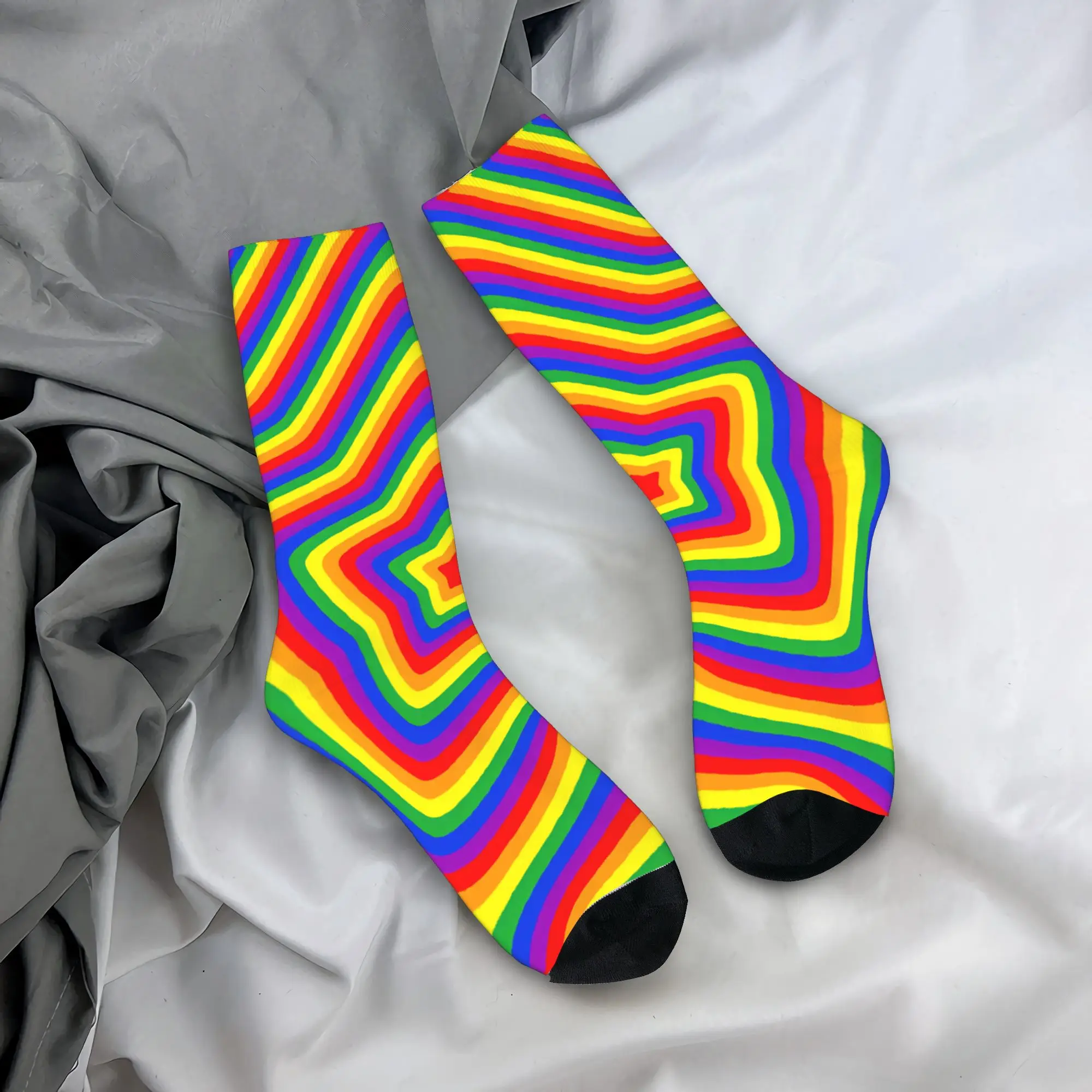 Abstract Swirl Disorder Socks  Trendy Stockings Men's Comfortable Skateboard Socks Autumn Pattern Non Slip Socks