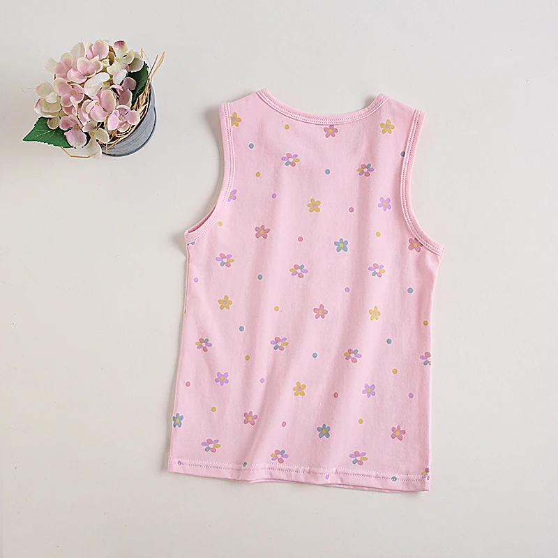 Kids Floral Prints Singlet Shirt Girl Cotton Under Shirt Size 100-150 Girl Breathable Tops Under Wear