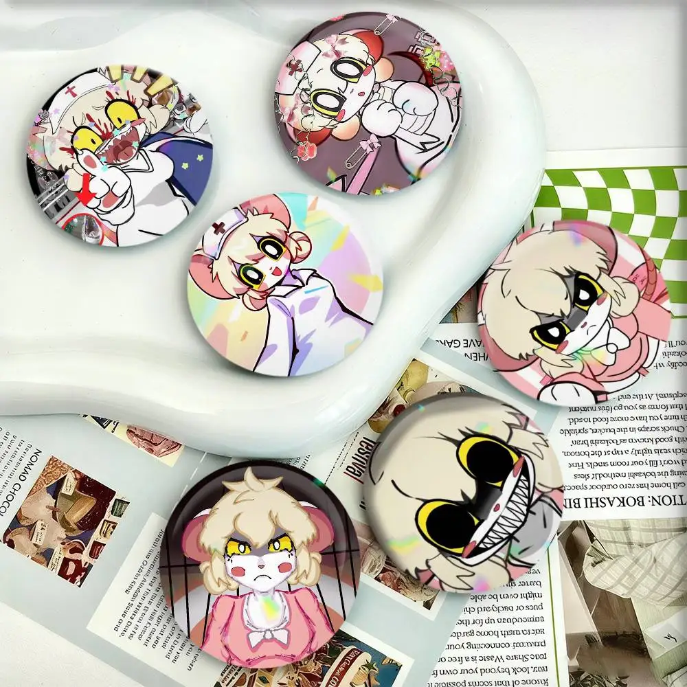 T-Terrible Mouse Lorna  Laser Badge Applicable For Backpack Clothes Hats Decor Creative Accessories