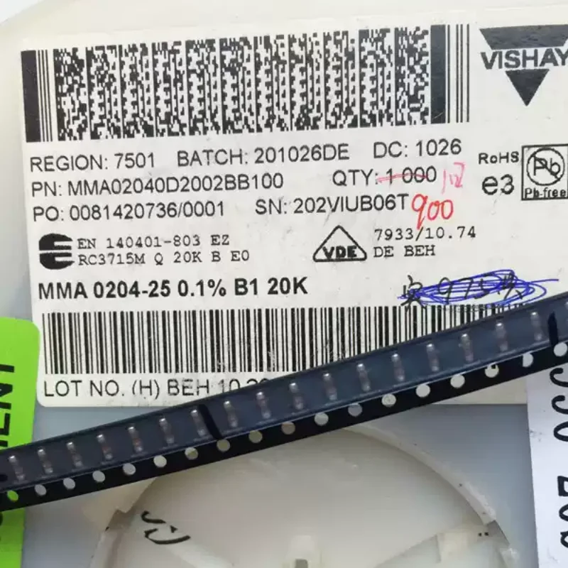 5-100pcs SMM0204 20K 0.1% 25PPM SMT wafer resistance high-precision low-temperature standard