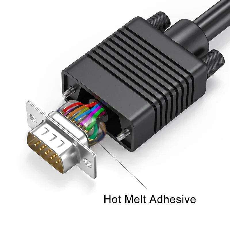 VGA HDB15 Solder Terminals Pure Copper Gold Plating Computer Video Connector 3 Rows of 15 Pins Solid Needle Host Monitor Plug