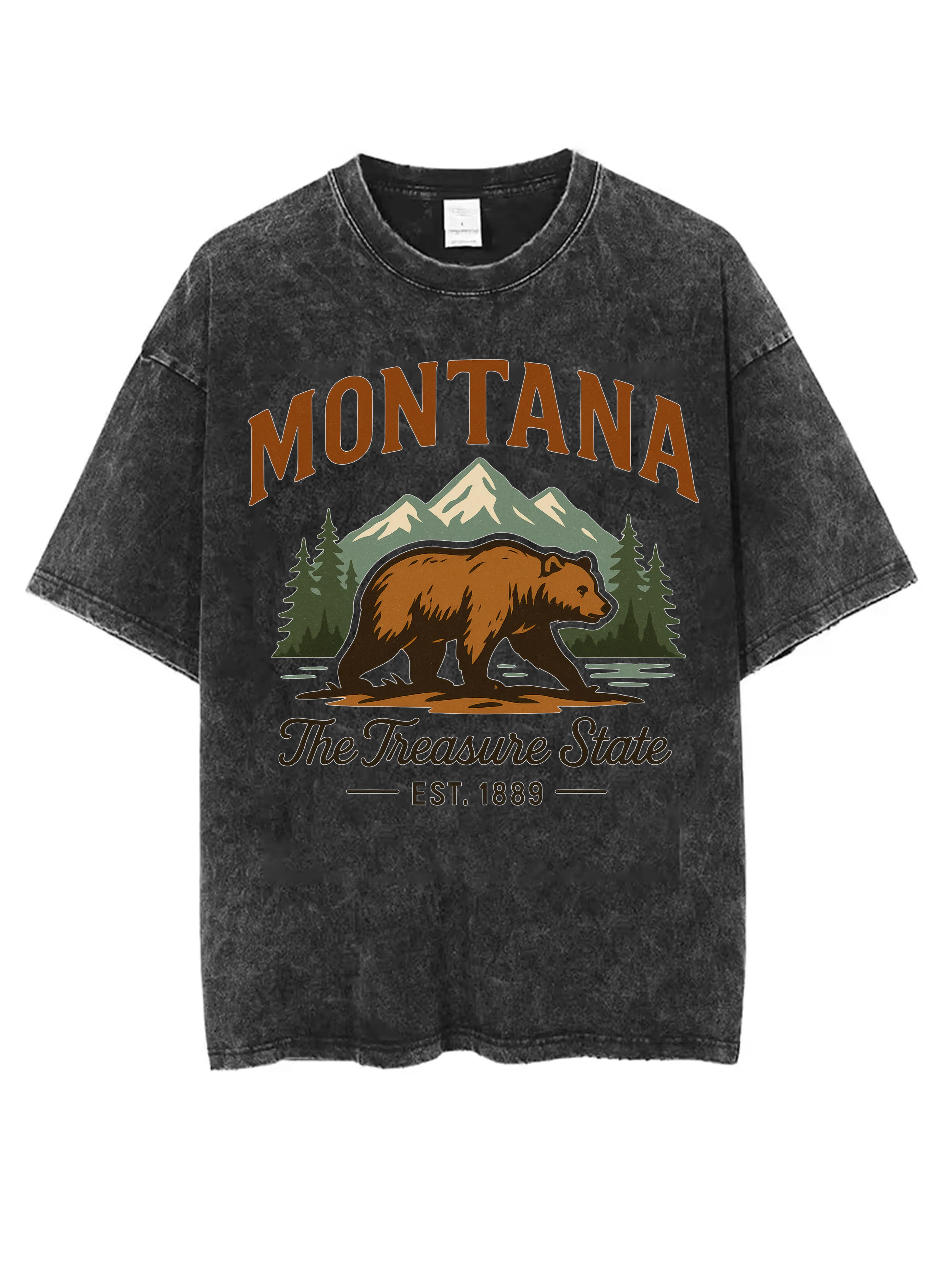 

MONTANA I'm Just Here To Stir The Pot Черная потертая футболка с круглым вырезом Свободная удобная посадка для мужчин и женщин на Рождество и зиму