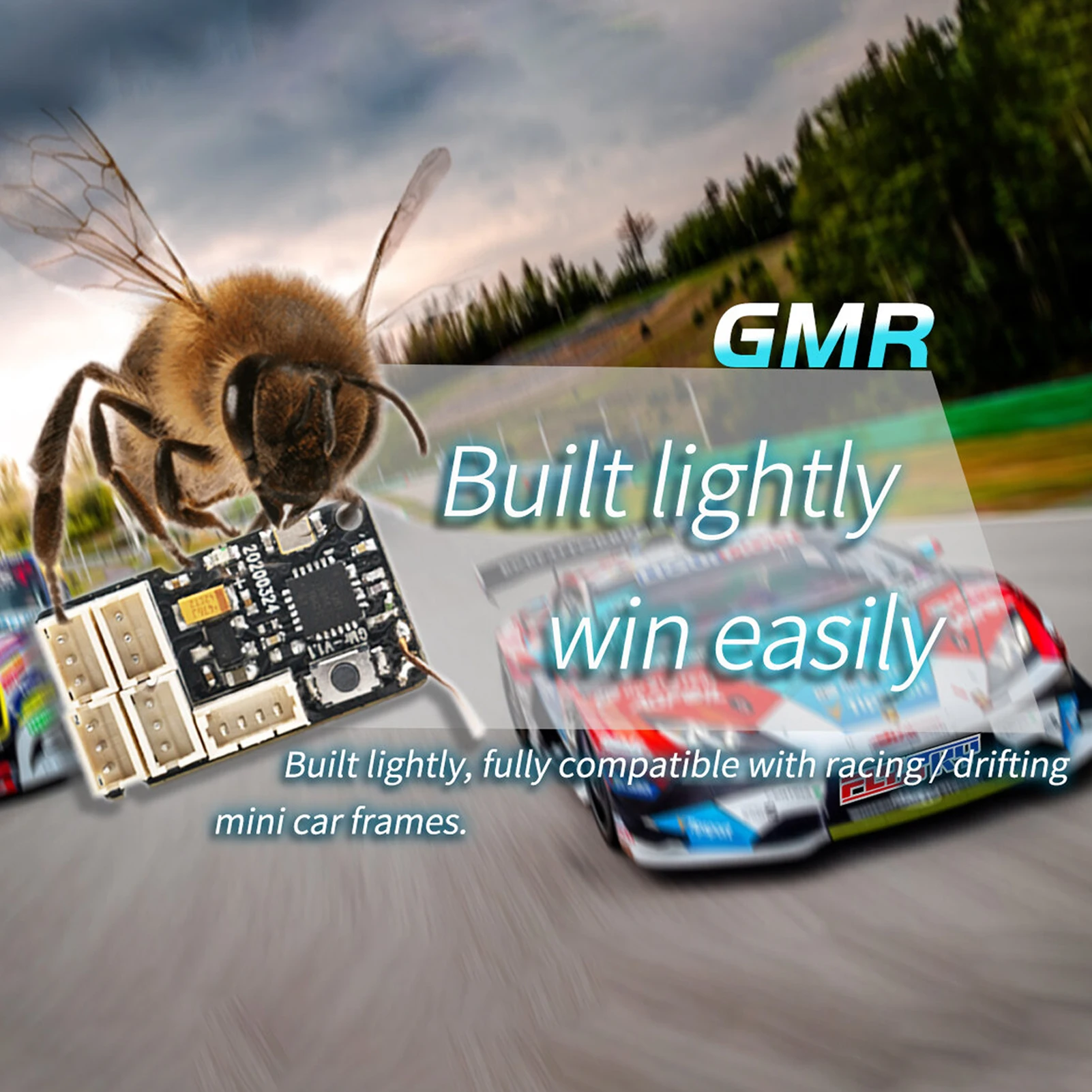 FLYSKY GMr 2.4GHz 4CH AFHDS3 Receiver PWM Output for RC Racing Vehicle Drifting Mini Car Compatible with NB4/NB4 Lite Transmitte