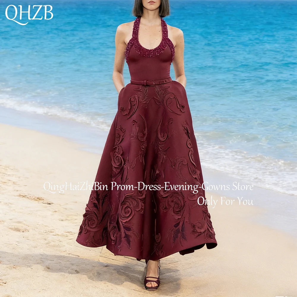 تخصيص أنيقة عنابي الخرز فساتين لحضور الحفلات الموسيقية الطويلة للمناسبات الخاصة الرسن ألف خط امرأة مساء حفلة فستاين سهرة/فساتين الحفلات 2026 #1