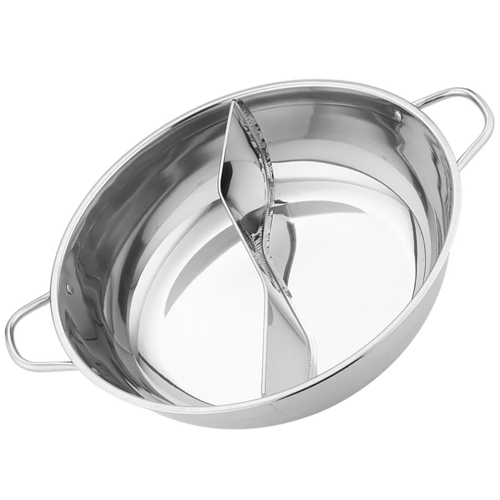 

Stainless Steel Mandarin Duck Pot Kitchen Cooking Hot Hotpot Work on Sauce Pans Stock Divider Practical