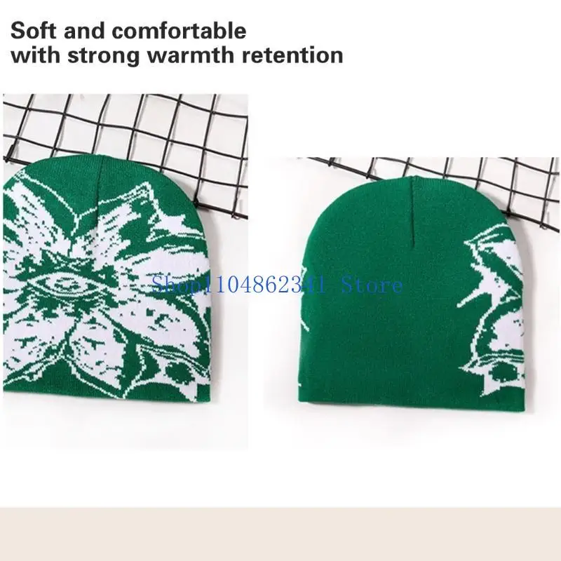 5asd calavera punto con Jacquard Eye Flower Detalle para jóvenes y adultos Hiphop Streetwear Gorro Gat