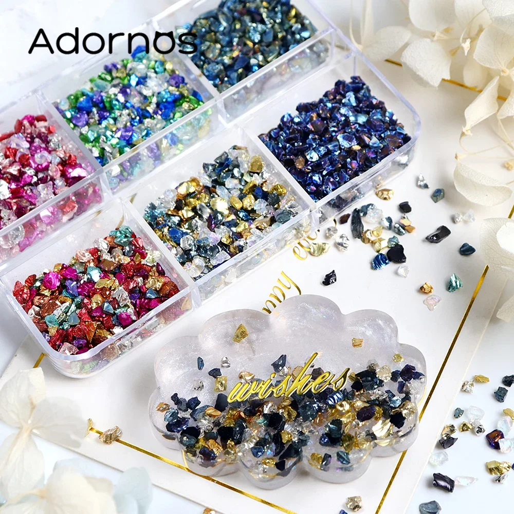 Irregular Glass Crystal Crackle Stone Resin Filling Decoration Metallic Color Crushed Stones DIY Crafts Jewelry Making Supplies