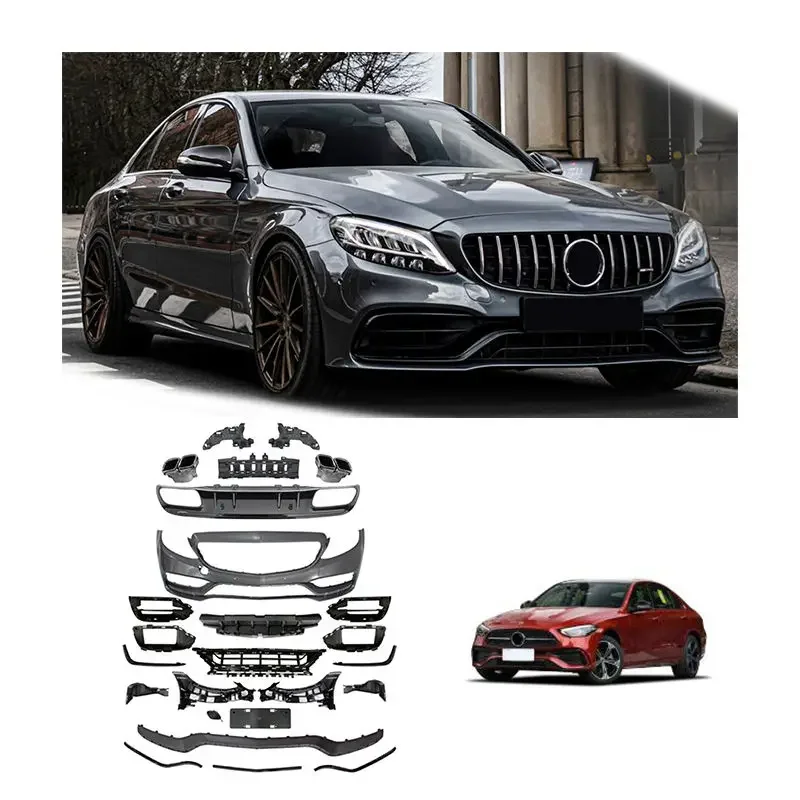 Front And Rear Bumper Body Kit Centre Grille Conversion Body Kit For Mercedes-Benz C-Class W205 Late To C63 Amg 2019-