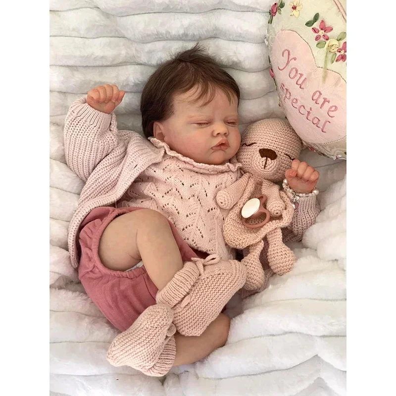 

48CM Reborn Baby Doll Quinbee Newborn Baby Size Hand Rooted Hair 3D Skin Visible Veins Muñecas Reborn Bebe Reborn Doll