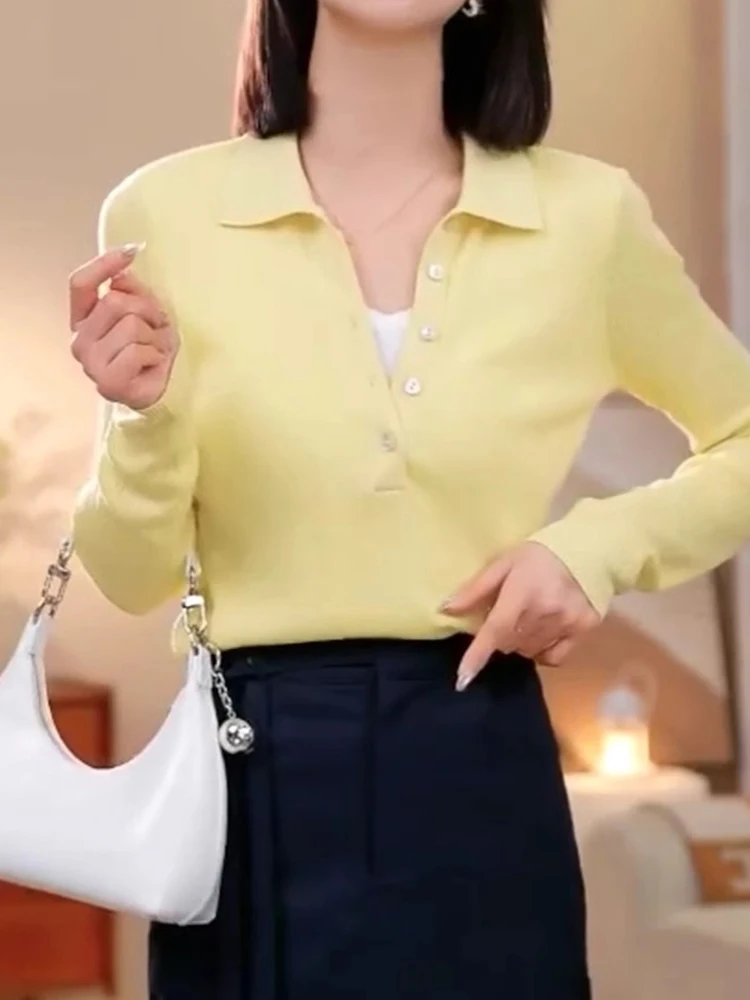 Décontracté Sle Long Sve tricoté pull femmes minceur couleur Blo Design printemps haut d'automne tenue décontracté coupe droite pe