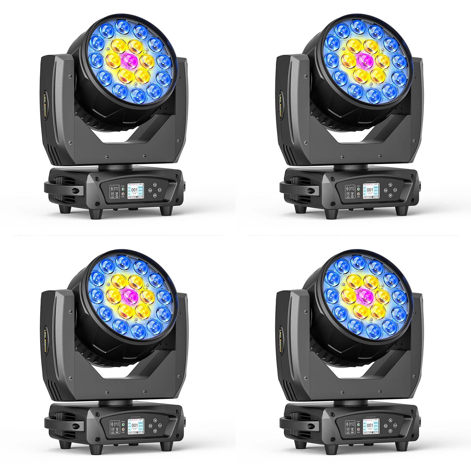 

Yiflamefly 4Pcs 19*20W Moving Head Light Stage Lighting Effect 16/24CH DMX512 Control For DJ Disco Nightclub KTV Bar Theater