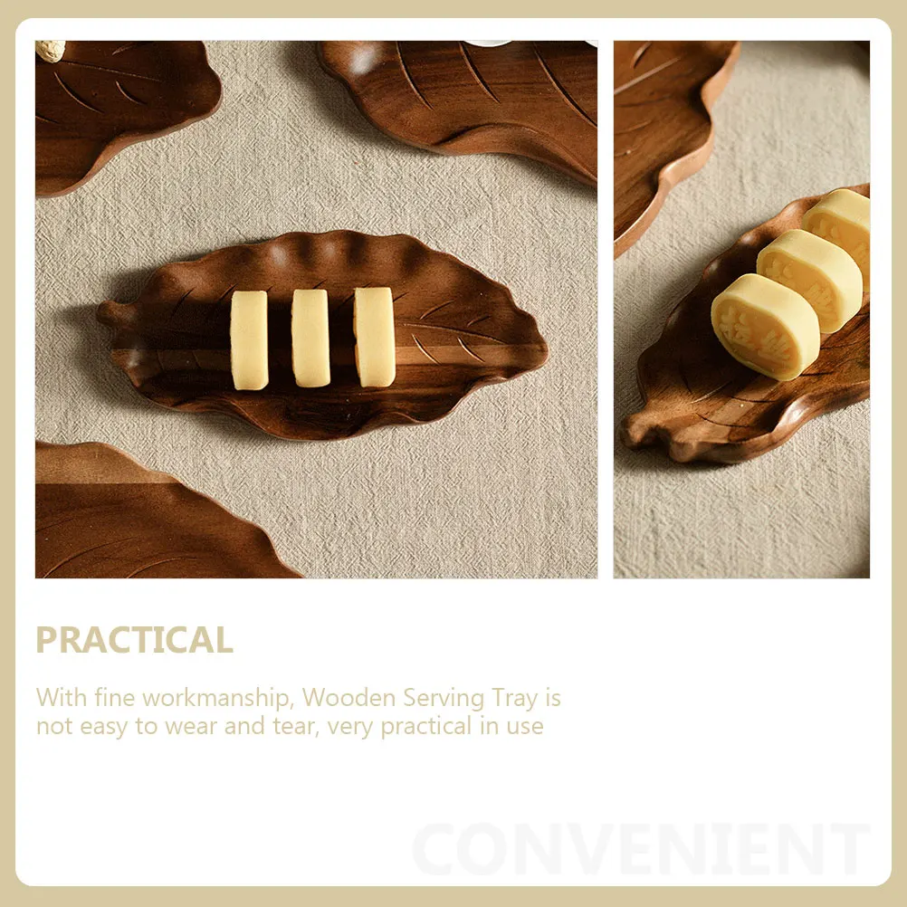 

Wooden Tray Food Delicate Wood Plate Serving Decorative Trays Rustproof Wooden Pallets Fruit Leaves Plates