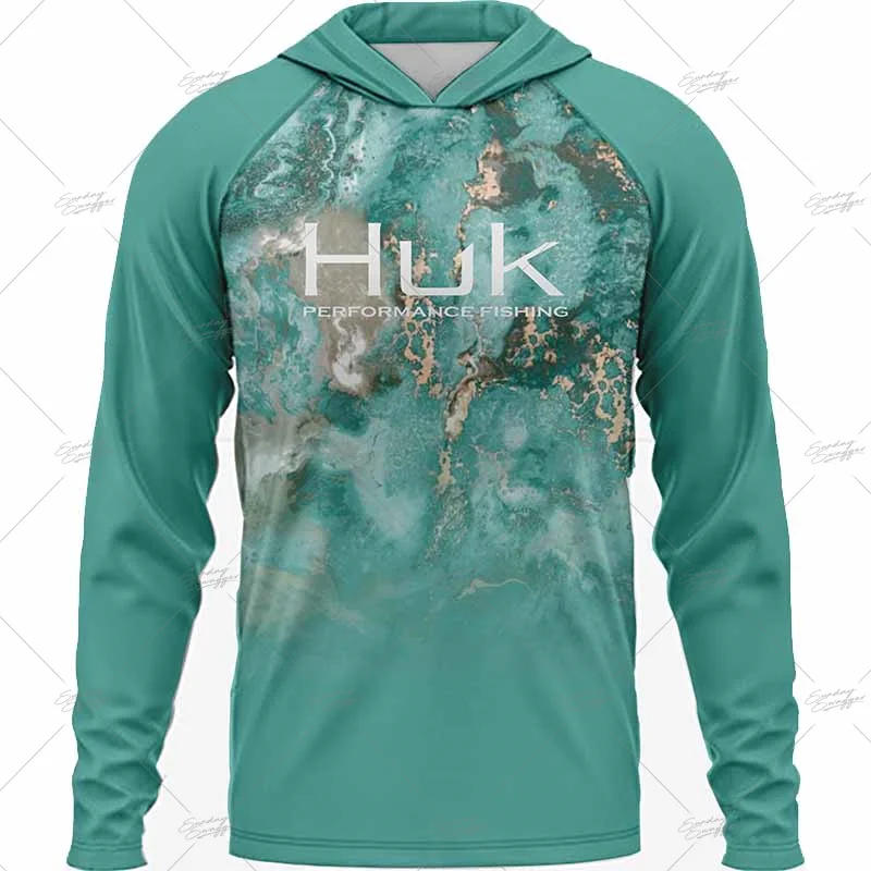 

Performance Fishing Shirts Hoodie Huk Men Long Sleeve Breathable Fishing Jersey Sun Protection Lightweight Angling Clothing