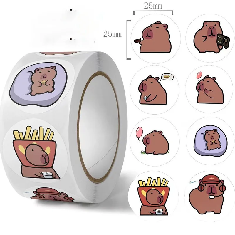 500pcs Cute Capybara Kittys Stickers Cartoon Anime Fun Mobile Phone Ipad Car Stick Gift Seal Scrolls Stickers Toys Girl Gifts